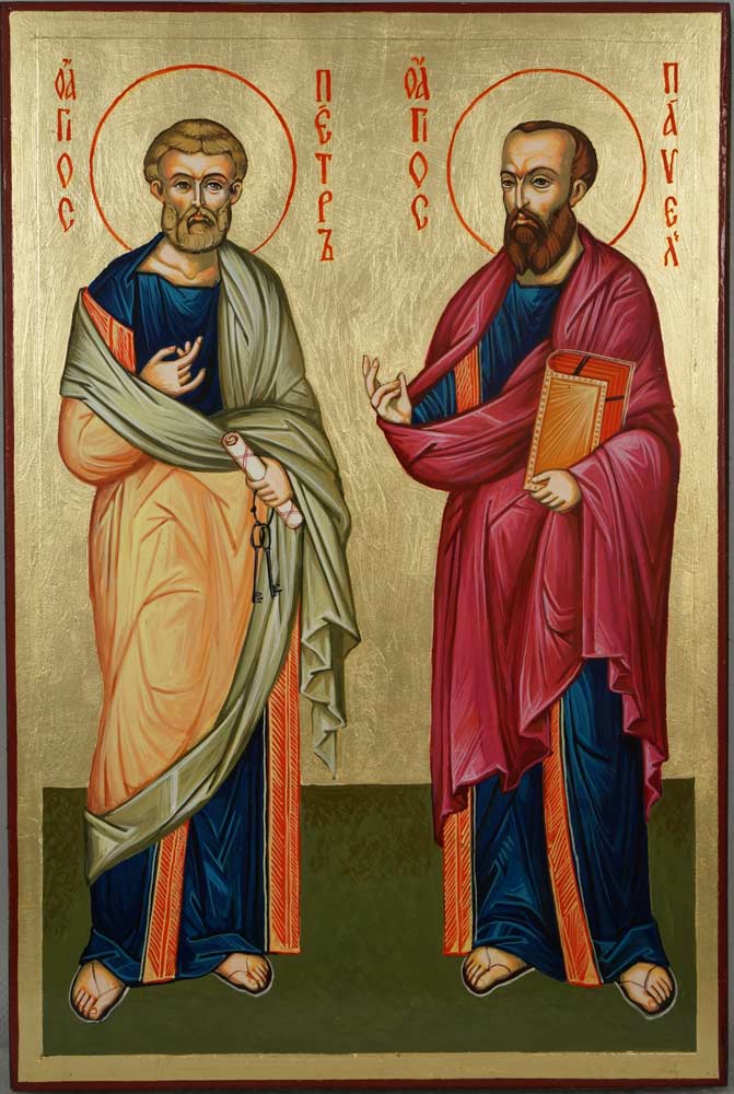 Saints Apostles Peter and Paul hand-painted Greek Orthodox icon